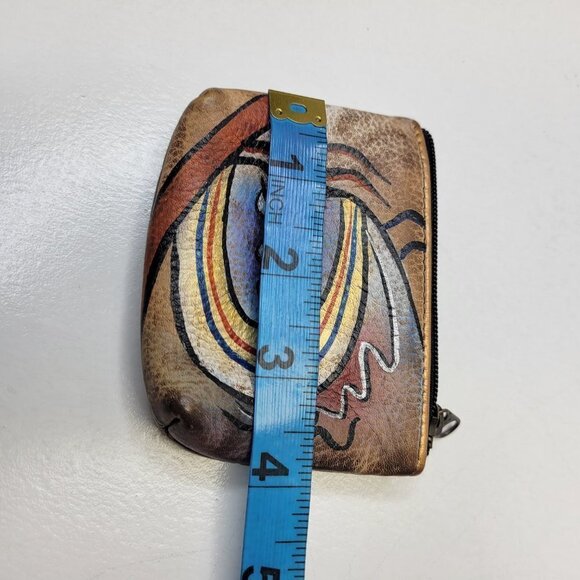 Leather Coin Purse Anuschka Hand Painted Leather Coin Purse Pouch - Picture 4 of 6
